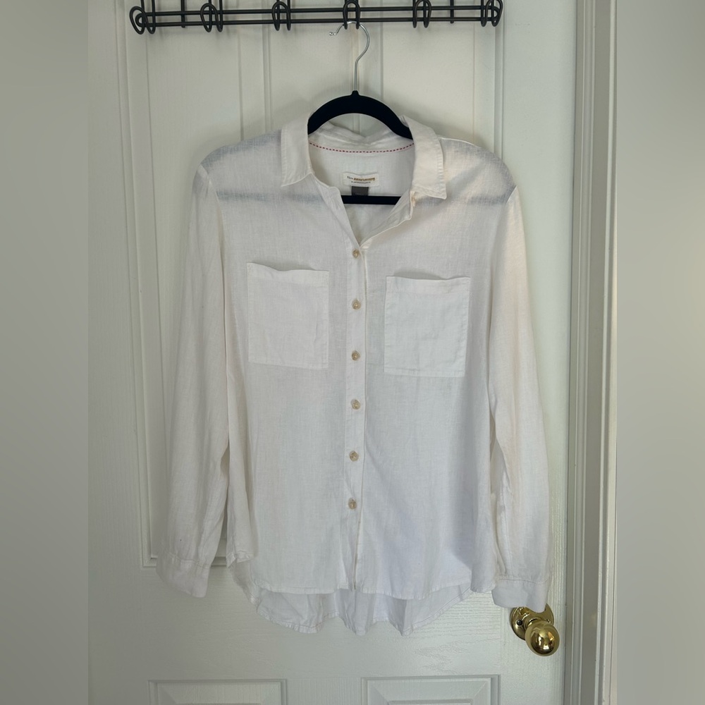Pilcro & The Letterpress Anthropologie White Button Long Sleeve Blouse Small